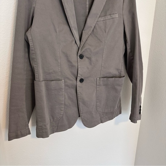 ZARA Cotton Two Buttons Blazer Jacket Taupe Brown Size Large Women’s Pockets - Picture 3 of 7
